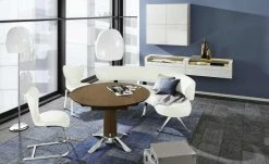 JOOP! Halbrunde Leder-Eckbank Lounge | Wolke (Weiß) 213|cm