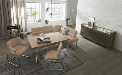 JOOP! Leder-Eckbank mit Sitztiefenverstellung Loft | Earth (Hellbraun)