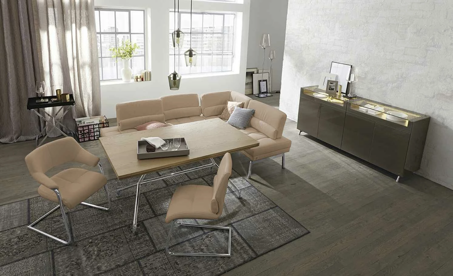 JOOP! Leder-Eckbank mit Sitztiefenverstellung Loft | Earth (Hellbraun) 1 JOOP! Leder-Eckbank mit Sitztiefenverstellung Loft | Earth (Hellbraun)