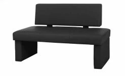 Woodford Kunstleder-Bank Seta | Schwarz 130|cm mit Rücken