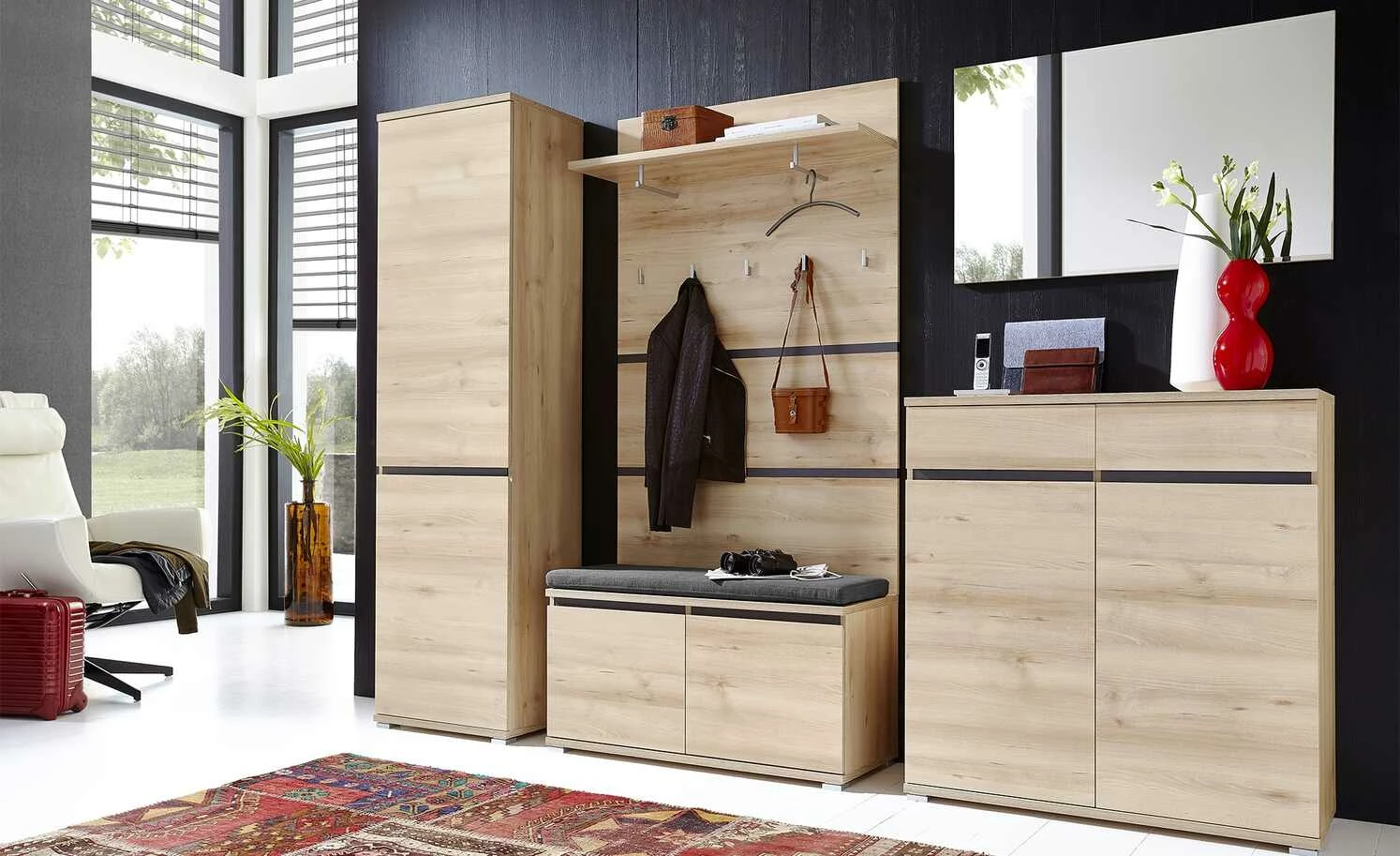 uno Garderobenbank LENNOX | Edelbuche (Nachbildung) / Anthrazit 1 uno Garderobenbank LENNOX | Edelbuche (Nachbildung) / Anthrazit