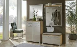 Garderobenbank Duna | Eiche Bianco / Taupe
