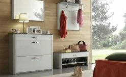 Garderobenbank Juno | Weiß / alufarbig Holzwerkstoff foliert