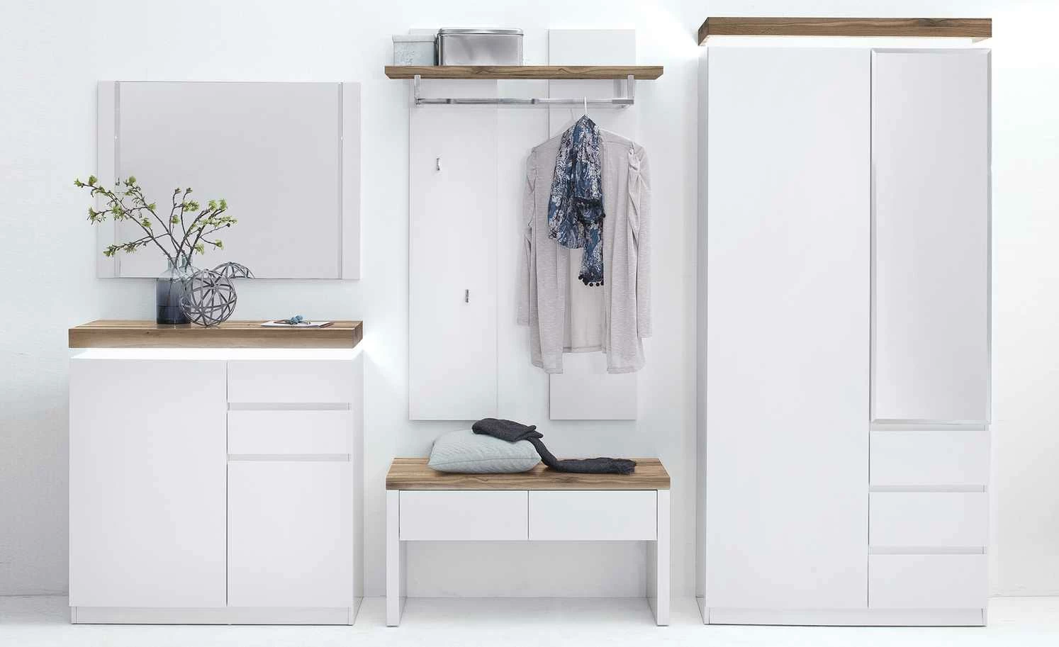 Garderobenbank Fornico | Weiß / Asteiche 2 Garderobenbank Fornico | Weiß / Asteiche – Bild 2