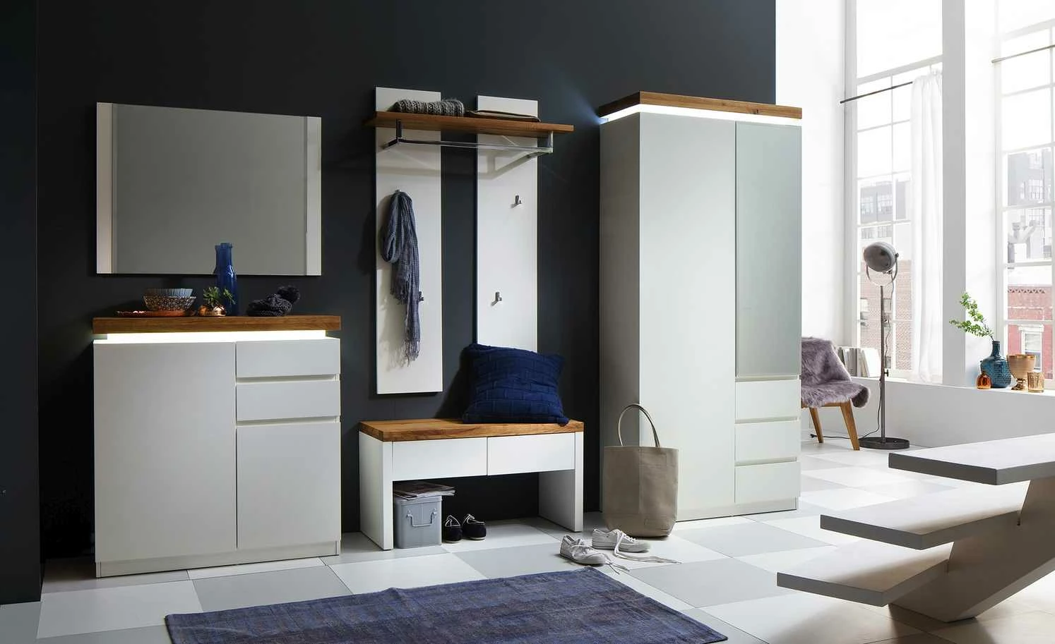 Garderobenbank Fornico | Weiß / Asteiche 1 Garderobenbank Fornico | Weiß / Asteiche