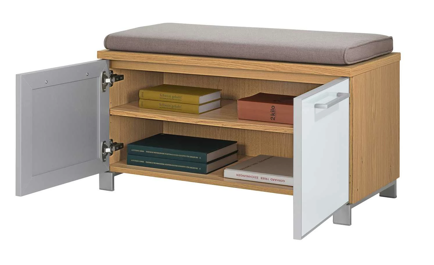 Garderobenbank Duna | Eiche Bianco / Weiß 11 Garderobenbank Duna | Eiche Bianco / Weiß – Bild 11