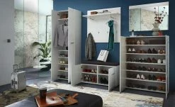 uno Garderobenbank Akzent | Weiß Hochglanz