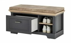 Garderobenbank mit Sitzkissen Varese | Graphitgrau / Asteiche (Nachbildung) -Bänke Verkaufsladen 11369046 13 201910172250