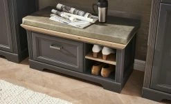 Garderobenbank mit Sitzkissen Varese | Graphitgrau / Asteiche (Nachbildung) -Bänke Verkaufsladen 11369046 2 201910172250