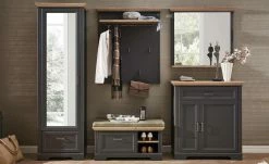 Garderobenbank mit Sitzkissen Varese | Graphitgrau / Asteiche (Nachbildung)