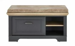 Garderobenbank mit Sitzkissen Varese | Graphitgrau / Asteiche (Nachbildung) -Bänke Verkaufsladen 11369046 6 201910172250