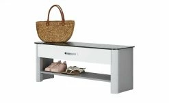 Garderobenbank Juno | Weiß / alufarbig Holzwerkstoff mit Glas -Bänke Verkaufsladen 11369190 2 201905172034