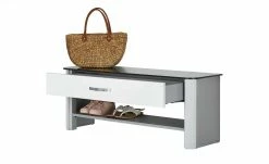 Garderobenbank Juno | Weiß / alufarbig Holzwerkstoff mit Glas -Bänke Verkaufsladen 11369190 5 201905172034