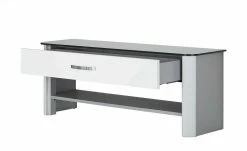 Garderobenbank Juno | Weiß / alufarbig Holzwerkstoff mit Glas -Bänke Verkaufsladen 11369190 6 201905172034