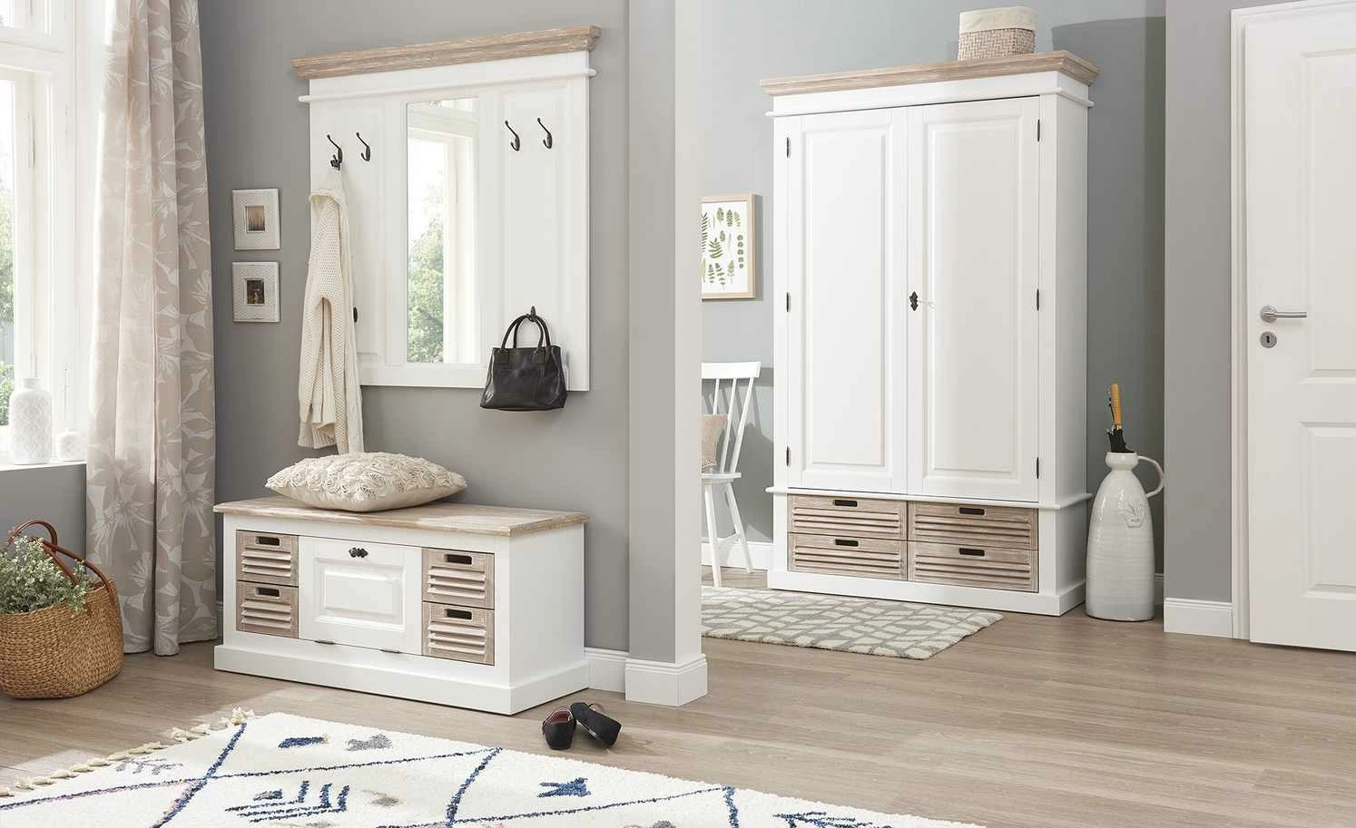 maison bleue Sitzbank Cantate | Weiß / Fichte Antikbraun 1 maison bleue Sitzbank Cantate | Weiß / Fichte Antikbraun