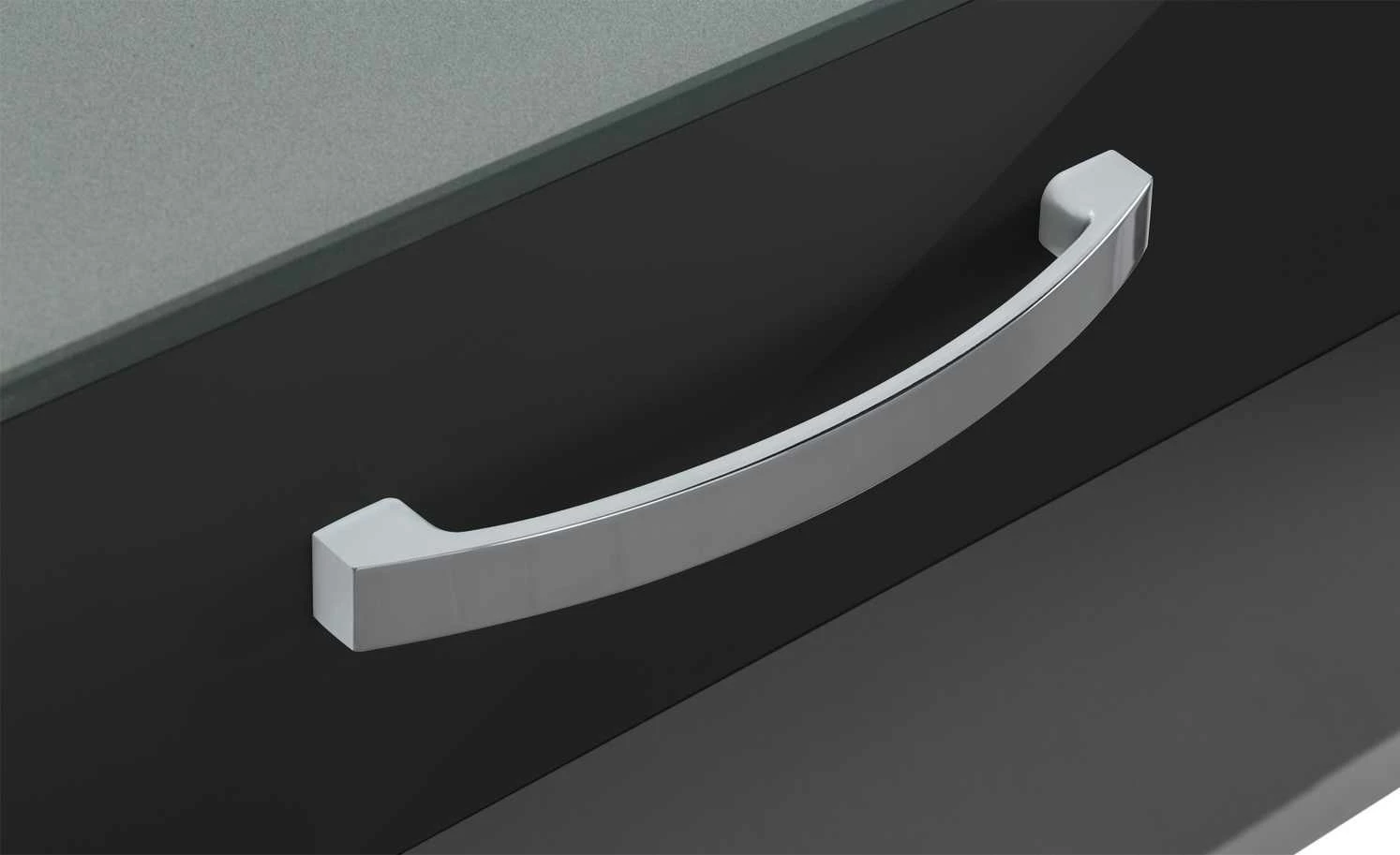 Garderobenbank Juno | Schwarz / alufarbig Holzwerkstoff mit Glas 3 Garderobenbank Juno | Schwarz / alufarbig Holzwerkstoff mit Glas – Bild 3