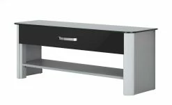 Garderobenbank Juno | Schwarz / alufarbig Holzwerkstoff mit Glas