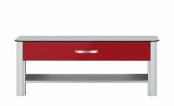 Garderobenbank Juno | Rot / alufarbig Holzwerkstoff mit Glas -Bänke Verkaufsladen 11369297 4 201905172034