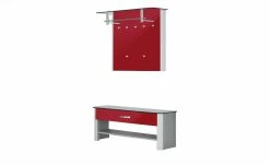 Garderobenbank Juno | Rot / alufarbig Holzwerkstoff mit Glas -Bänke Verkaufsladen 11369297 7 201905172034