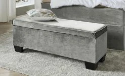 Boxi Bettbank mit Stauraum Boxi | Hellgrau / Samt mit Keder
