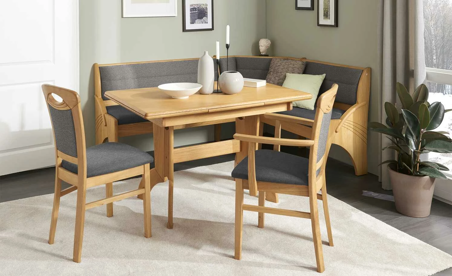 Truheneckbank massiv Multistar | links Grau 1 Truheneckbank massiv Multistar | links Grau