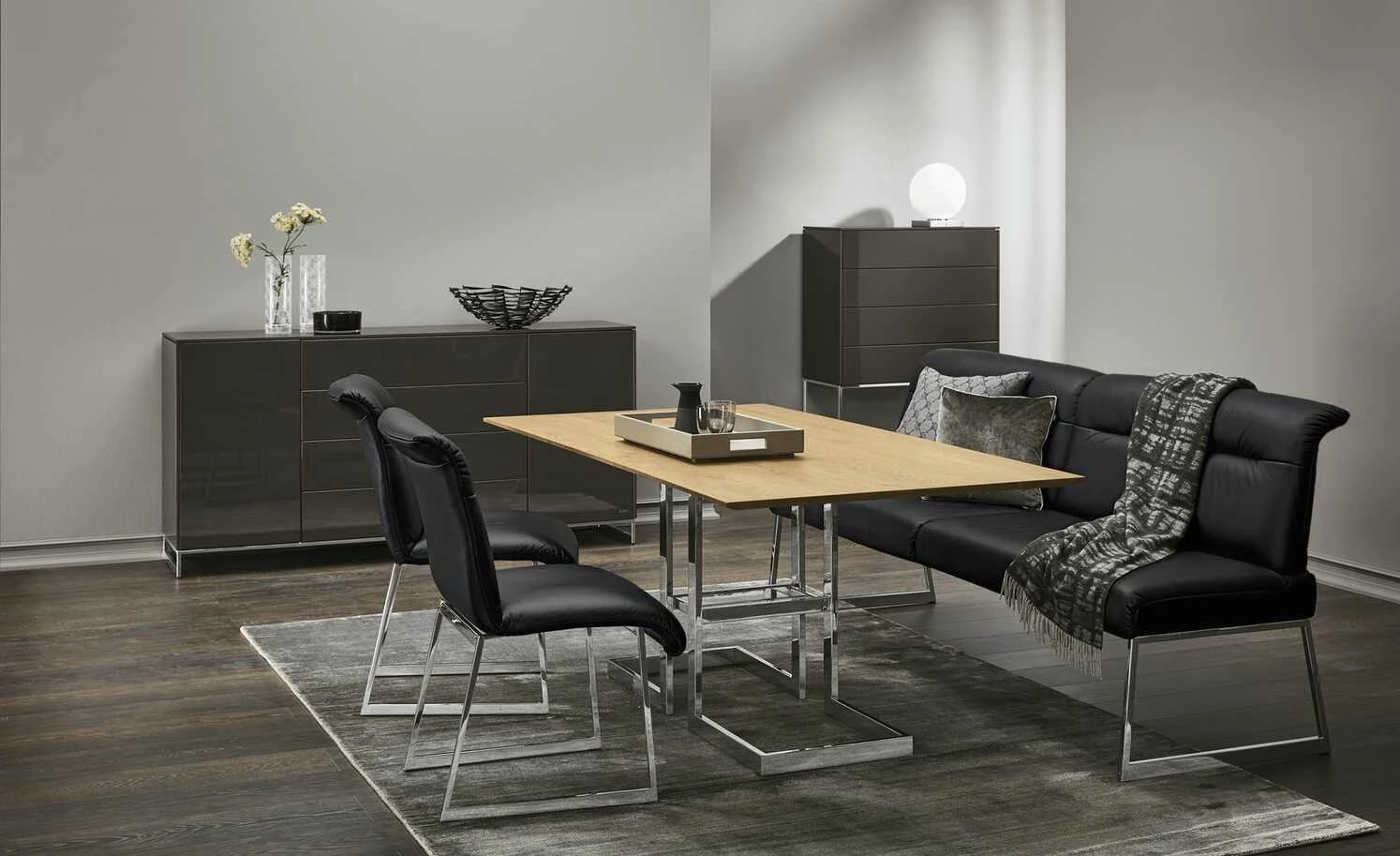 JOOP! Sitzbank Leder Cubic | Black (Schwarz) 203|cm 1 JOOP! Sitzbank Leder Cubic | Black (Schwarz) 203|cm