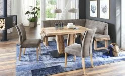 Woodford Mikrofaser Polster-Eckbank massiv Alina | Stone (Braun) links Schenkelmaß: 205 cm