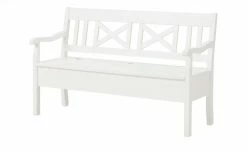 maison bleue Sitzbank mit Stauraum massiv Florian | Weiß