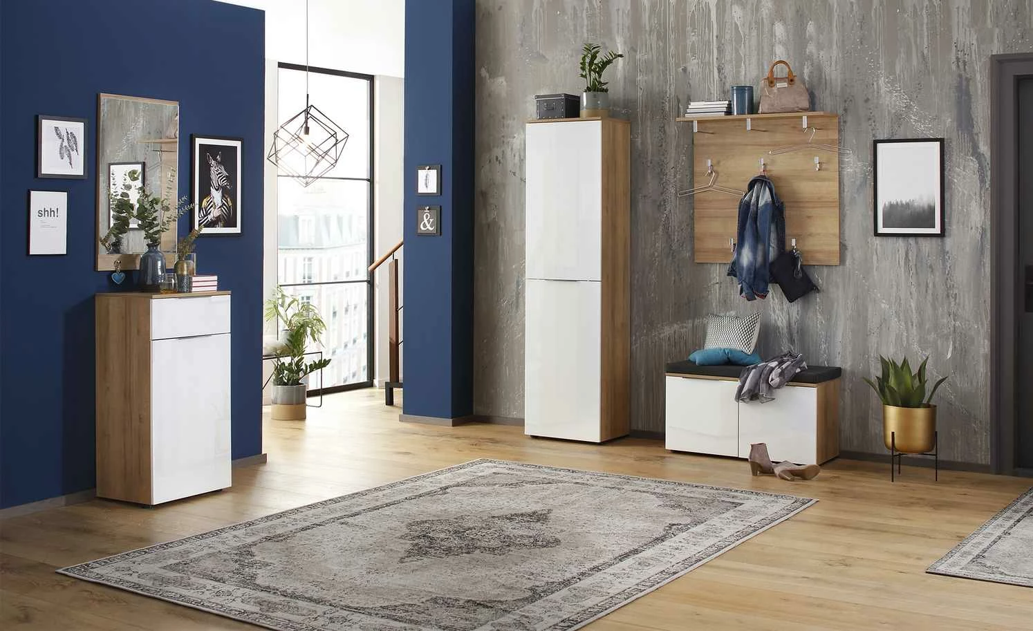 Garderobenbank Vitreo | Riviera Eiche (Nachbildung) / Weiß 90,2|cm 3 Garderobenbank Vitreo | Riviera Eiche (Nachbildung) / Weiß 90,2|cm – Bild 3