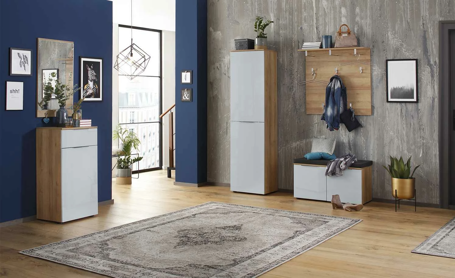 Garderobenbank Vitreo | Riviera Eiche (Nachbildung) / Weiß 90,2|cm 2 Garderobenbank Vitreo | Riviera Eiche (Nachbildung) / Weiß 90,2|cm – Bild 2