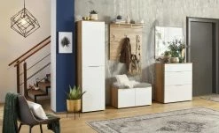 Garderobenbank Vitreo | Riviera Eiche (Nachbildung) / Weiß 90,2|cm