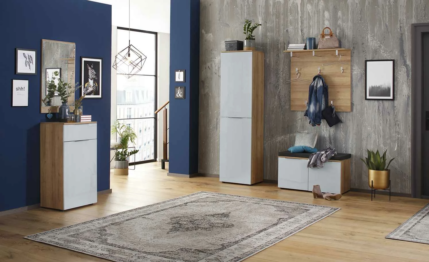 Garderobenbank Vitreo | Riviera Eiche (Nachbildung) / Seidengrau 90,2|cm 2 Garderobenbank Vitreo | Riviera Eiche (Nachbildung) / Seidengrau 90,2|cm – Bild 2