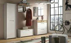 Wohnwert Garderobenbank Azzura | Sand (Creme) / Eiche (Nachbildung)