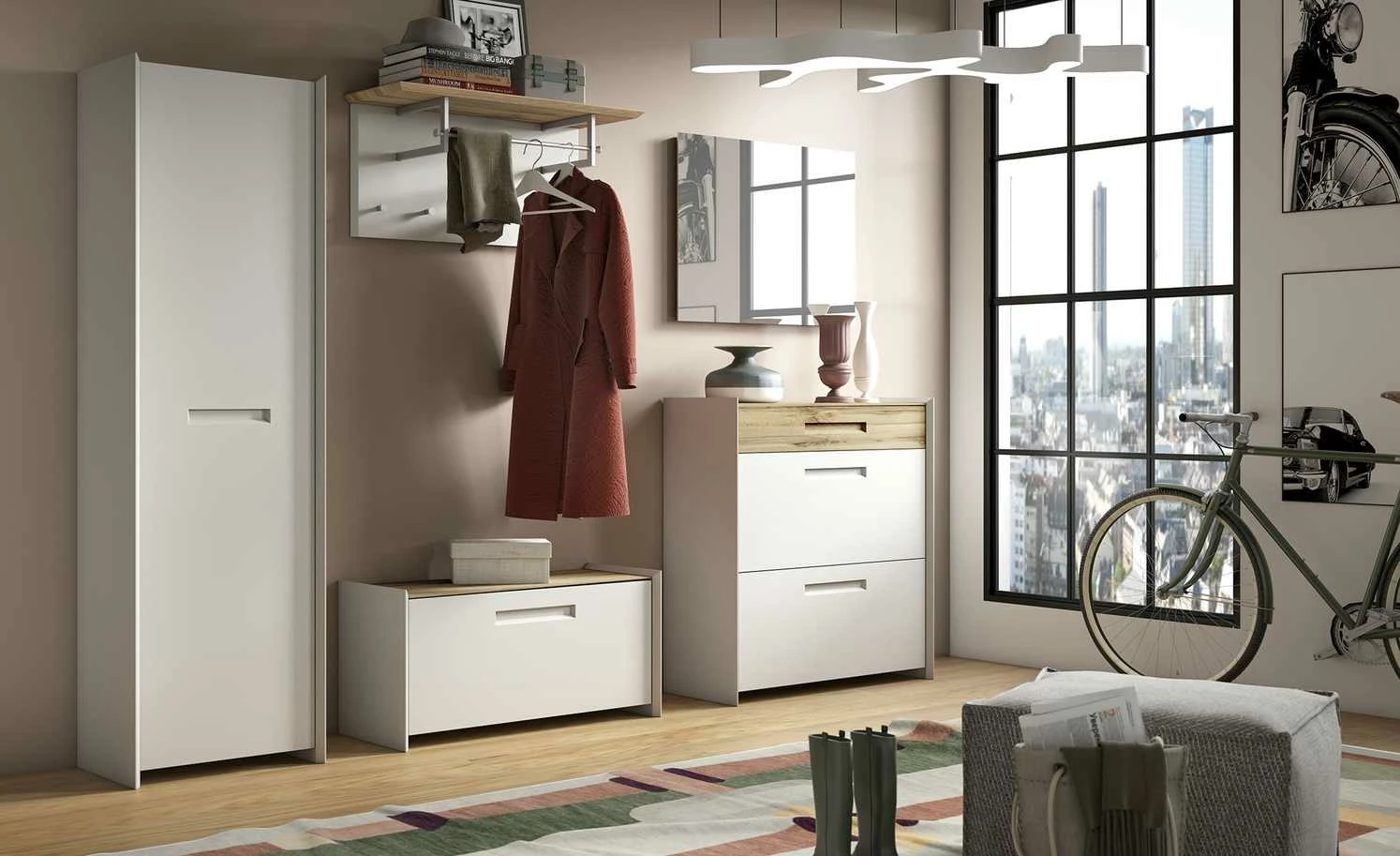 Wohnwert Garderobenbank Azzura | Sand (Creme) / Eiche (Nachbildung) 1 Wohnwert Garderobenbank Azzura | Sand (Creme) / Eiche (Nachbildung)