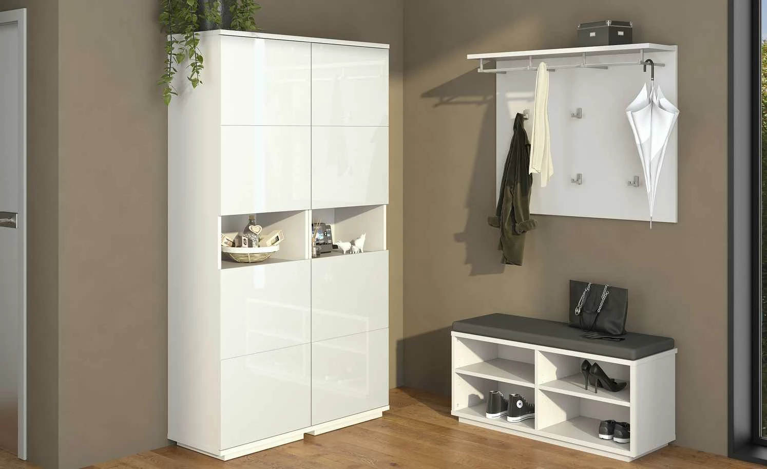 Garderobenbank Asola | Weiß 1 Garderobenbank Asola | Weiß