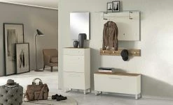 Garderobenbank Helen | Sand (Beige) / Eiche (Nachbildung)