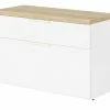Garderobenbank Mundi | Weiß / Riviera Eiche (Nachbildung)