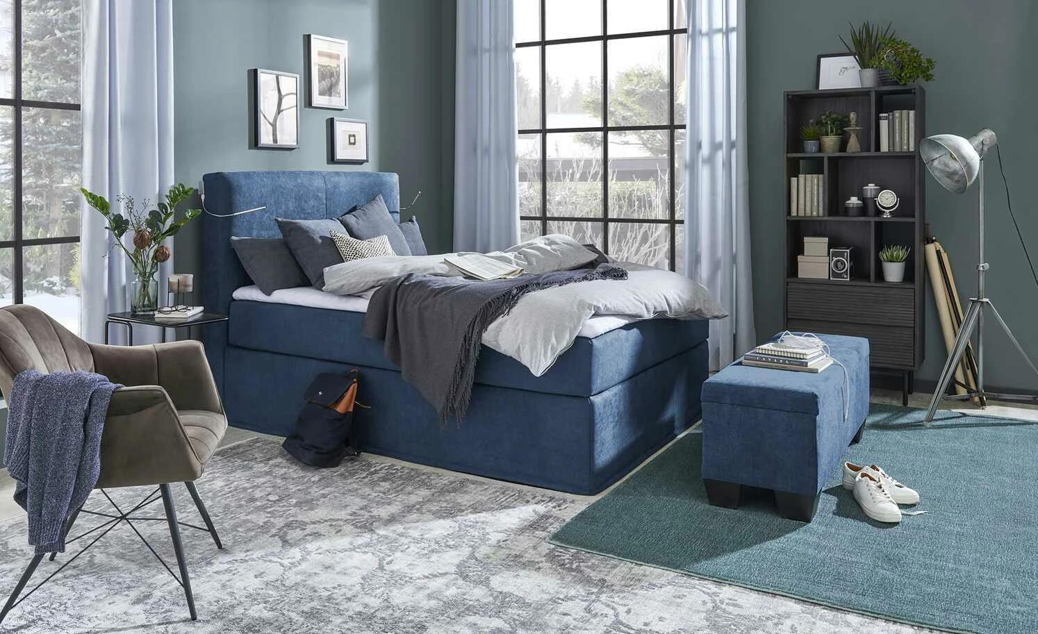 Boxi Bettbank mit Stauraum Boxi | Jeansblau / Velours ohne Keder 1 Boxi Bettbank mit Stauraum Boxi | Jeansblau / Velours ohne Keder