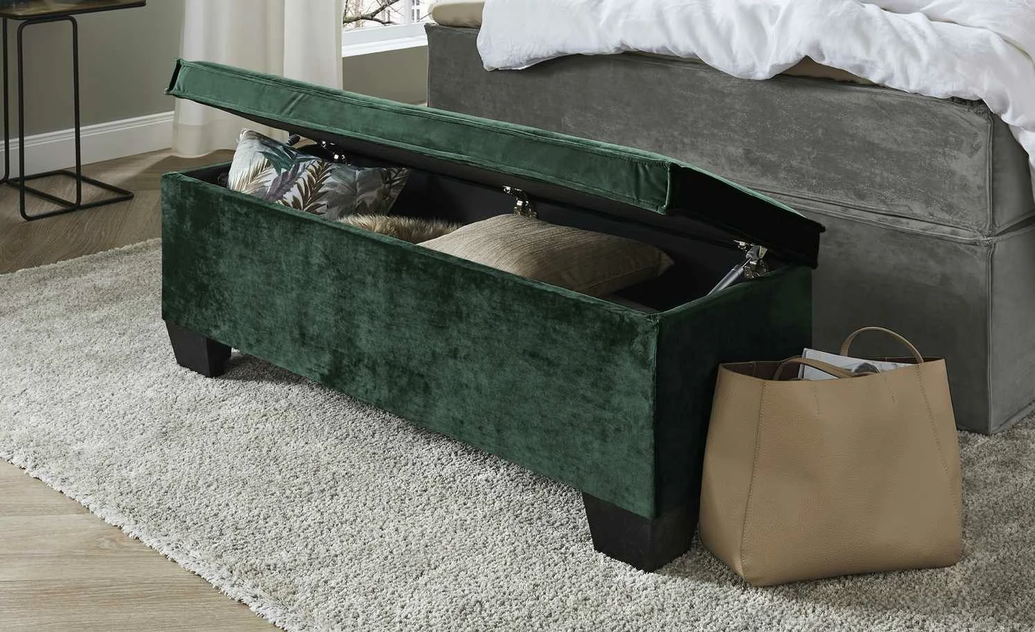 Boxi Bettbank mit Stauraum Boxi | Smaragdgrün / Samt mit Keder 2 Boxi Bettbank mit Stauraum Boxi | Smaragdgrün / Samt mit Keder – Bild 2