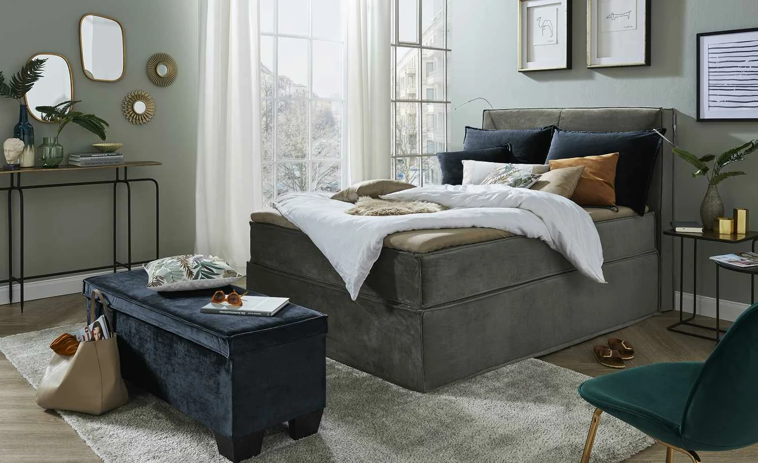 Boxi Bettbank mit Stauraum Boxi | Nachtblau / Samt mit Keder 3 Boxi Bettbank mit Stauraum Boxi | Nachtblau / Samt mit Keder – Bild 3