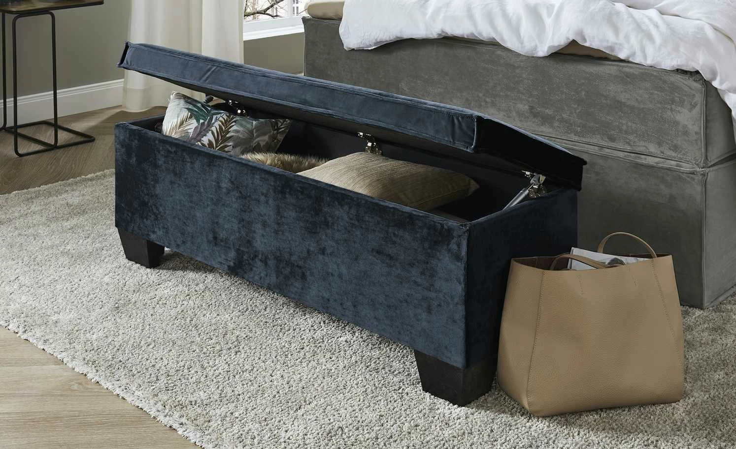 Boxi Bettbank mit Stauraum Boxi | Nachtblau / Samt mit Keder 2 Boxi Bettbank mit Stauraum Boxi | Nachtblau / Samt mit Keder – Bild 2