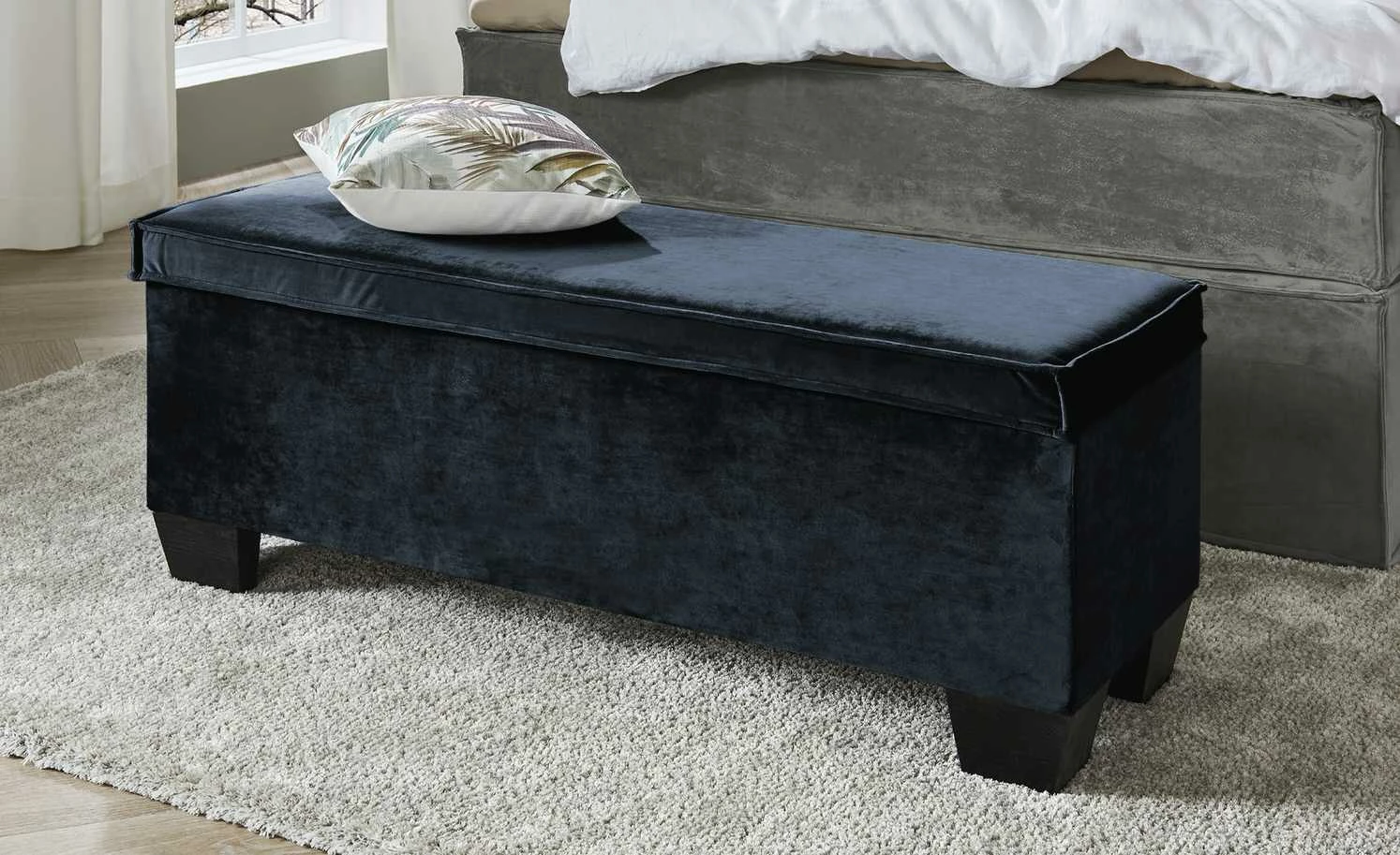 Boxi Bettbank mit Stauraum Boxi | Nachtblau / Samt mit Keder 1 Boxi Bettbank mit Stauraum Boxi | Nachtblau / Samt mit Keder