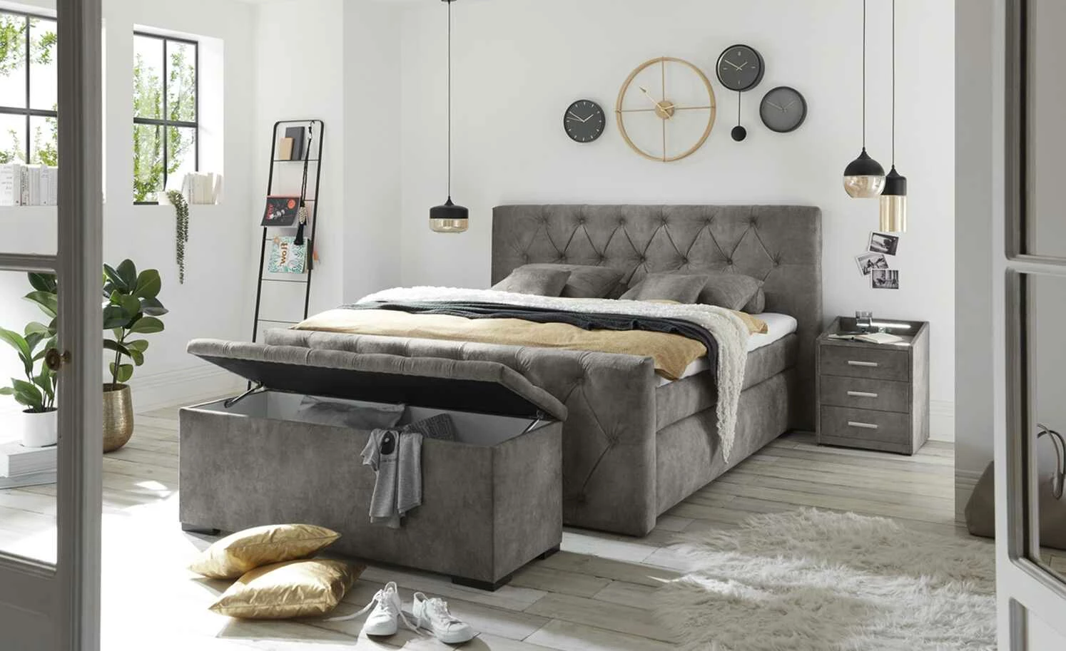 uno Bettbank mit Stauraum Hadley | Grau 2 uno Bettbank mit Stauraum Hadley | Grau – Bild 2