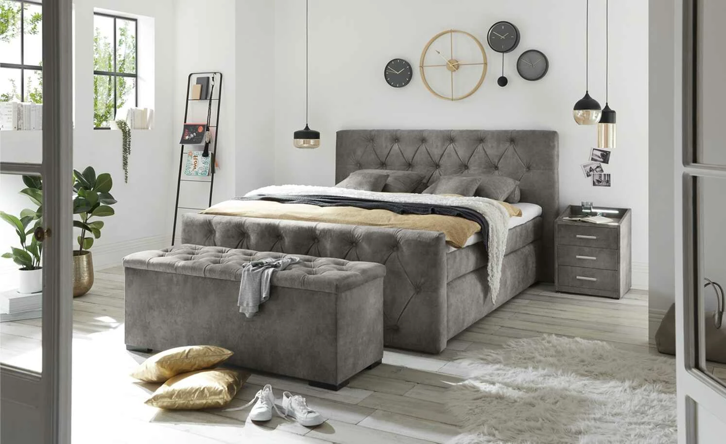 uno Bettbank mit Stauraum Hadley | Grau 1 uno Bettbank mit Stauraum Hadley | Grau