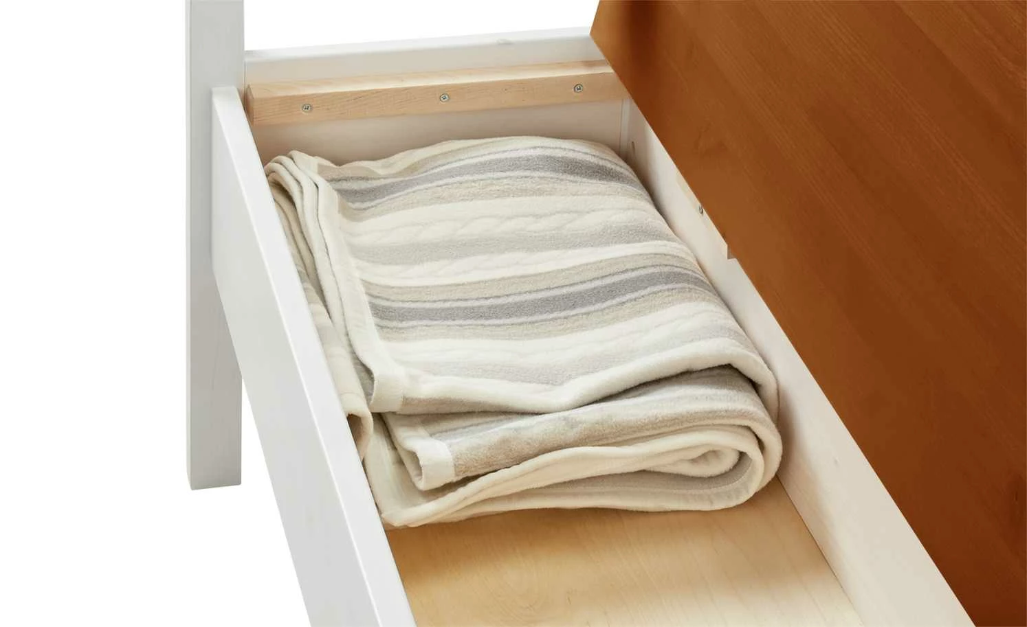 maison bleue Sitzbank mit Stauraum massiv Florian | Weiß / bernsteinfarben 10 maison bleue Sitzbank mit Stauraum massiv Florian | Weiß / bernsteinfarben – Bild 10