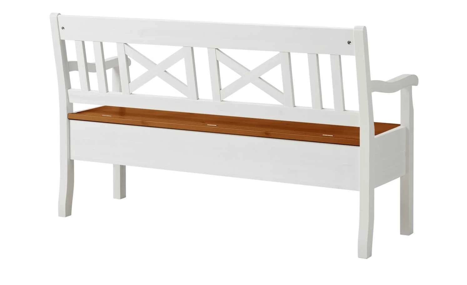 maison bleue Sitzbank mit Stauraum massiv Florian | Weiß / bernsteinfarben 2 maison bleue Sitzbank mit Stauraum massiv Florian | Weiß / bernsteinfarben – Bild 2