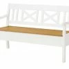 maison bleue Sitzbank mit Stauraum massiv Florian | Weiß / laugenfarben