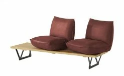 KOINOR Leder-Kufen-Bank auf Holzpodest drehbar Schwof | Chilli (Rot) / Kontrastfaden Beige Drehfunktion -Bänke Verkaufsladen 13304442 14 202109011239