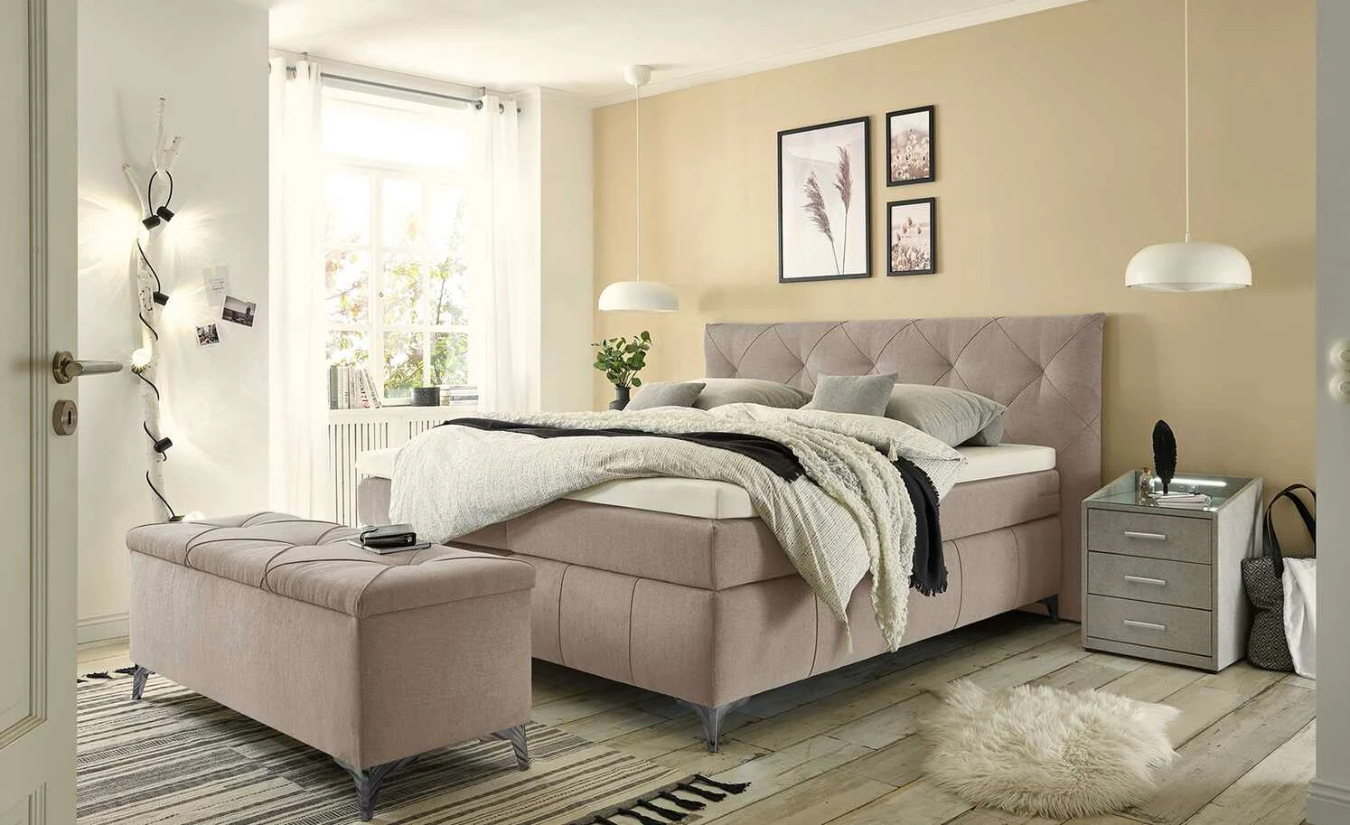 meinBett Bettbank mit Stauraum Chester | Sand (Dunkelbeige) 1 meinBett Bettbank mit Stauraum Chester | Sand (Dunkelbeige)
