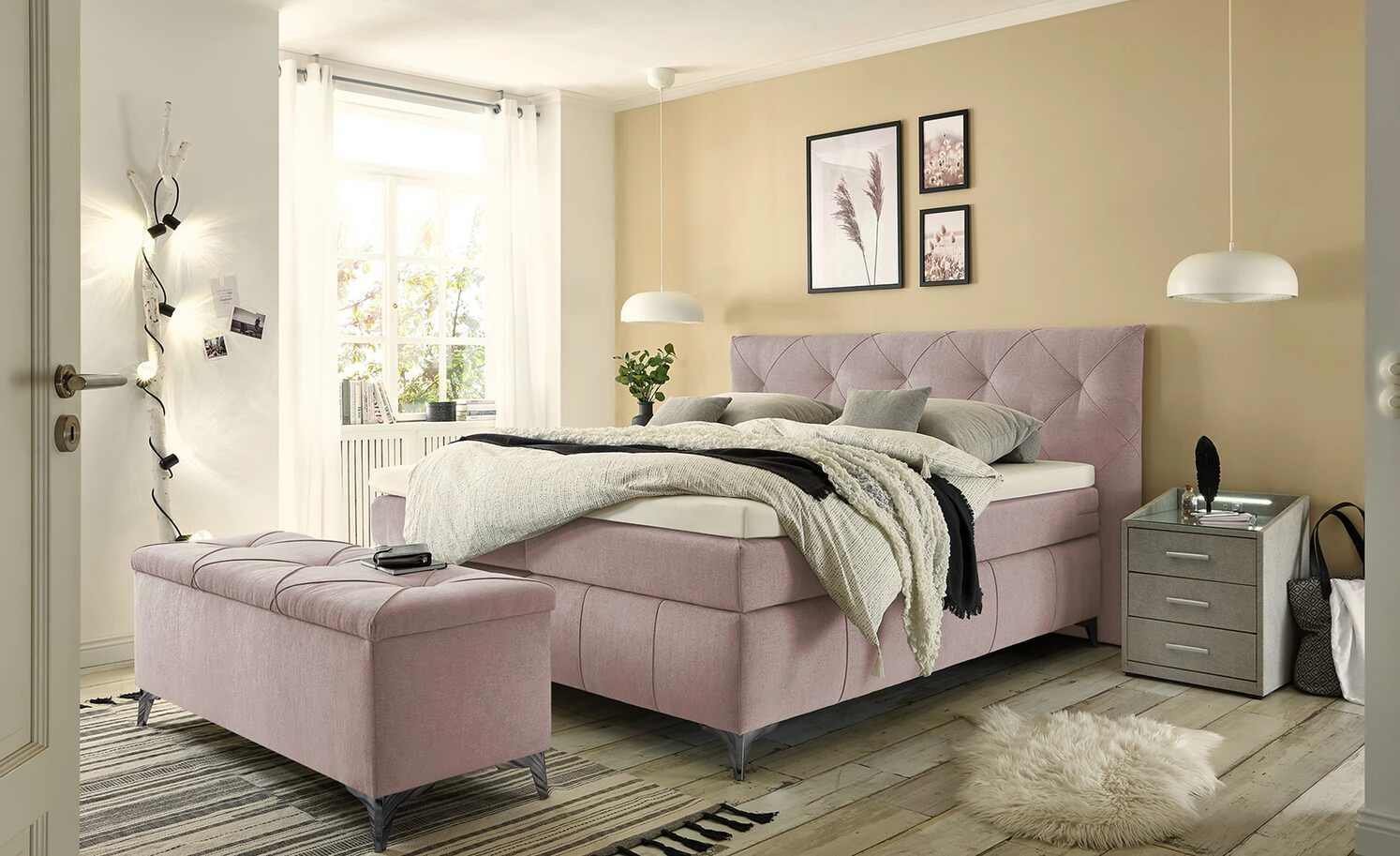 meinBett Bettbank mit Stauraum Chester | Altrosa 1 meinBett Bettbank mit Stauraum Chester | Altrosa